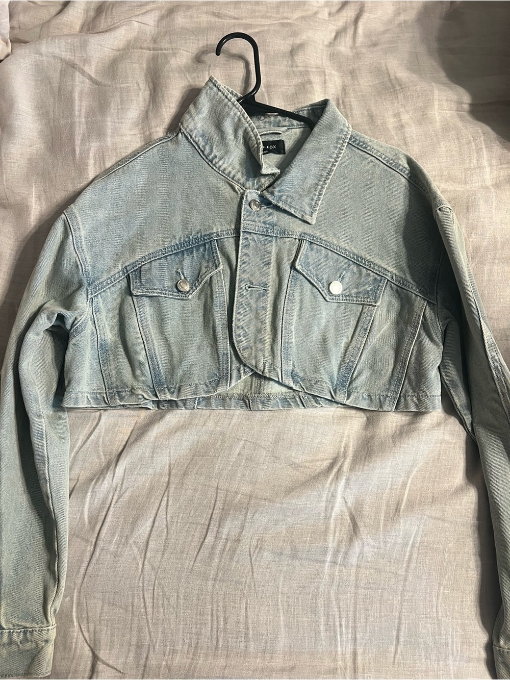 White Fox Boutique Light Wash Cropped Denim Jacket